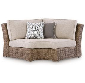 Carmel Bay Beige Outdoor Curved Corner Chair with Cushion
