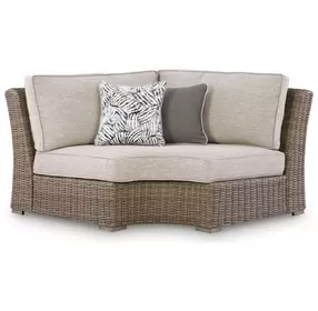 Carmel Bay Beige Outdoor Curved Corner Chair with Cushion