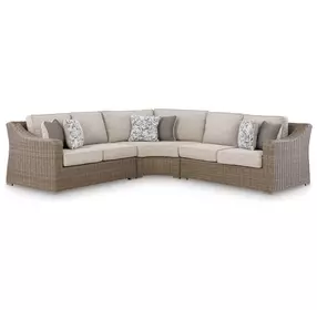 Carmel Bay Beige Performance Fabric 3 Piece Outdoor Modular Sectional