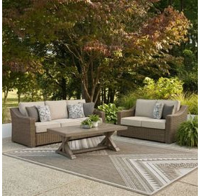 Revare Beach Beige 3-Piece Patio Conversation Set with Sofa, Loveseat and Lounge Chair