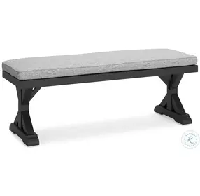 Beachcroft Black And Light Gray Performance Fabric Outdoor Bench