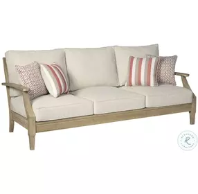 Clare View Beige Performance Fabric Outdoor Sofa with Cushion