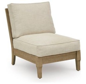 Clare View Beige Performance Fabric Outdoor Armless Chair with Cushion
