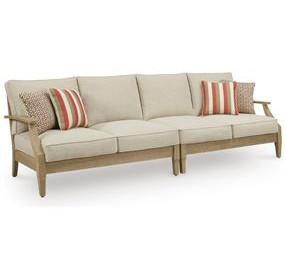 Clare View Beige Performance Fabric Outdoor LAF and RAF Loveseat