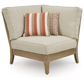 Clare View Beige Performance Fabric Outdoor Corner with Cushion