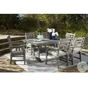 Visola Gray Performance Fabric Outdoor Rectangular Dining Room Set