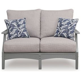 Lone View Bay Gray Performance Fabric 54" Outdoor Loveseat with Cushion