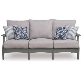Lone View Bay Gray Performance Fabric 80" Outdoor Sofa with Cushion