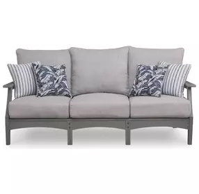 Lone View Bay Gray Performance Fabric 80" Outdoor Sofa with Cushion