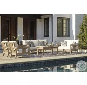Gerianne Grayish Brown Outdoor Rectangular Occasional Table Set