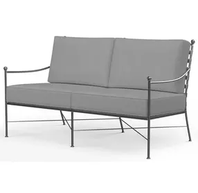 Provence Canvas Granite 52" Outdoor Loveseat with Self Welt