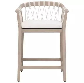Pacific White Performance Fabric Outdoor Counter Height Stool