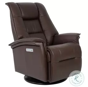 Paris Mocha Leather Swivel Glider Small Power Recliner