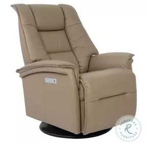 Paris Nougat Leather Swivel Glider Large Power Recliner