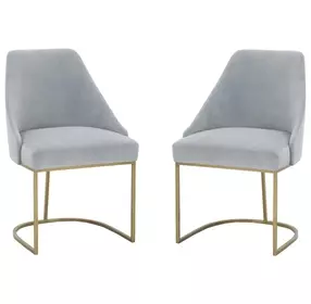 Parissa Coastal Velvet And Brushed Gold Dining Chair Set of 2
