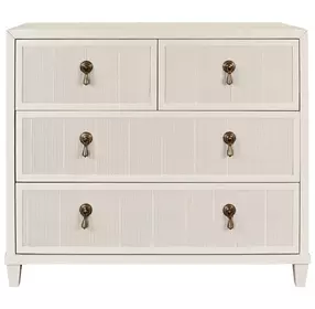 Pascal Matte Antique White Lacquer 4 Drawer Soft Close Accent Chest