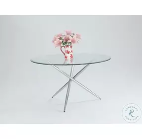 Patricia Clear Glass And Polished Stainless Steel Dining Table