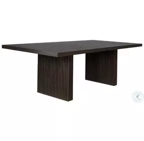 Patterson Dark Espresso Oak Plank Style Slatted Dining Table