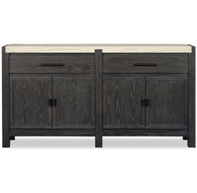 Foxrun Hollow Ravenwood Black and White 4 Door Marble Top Sideboard
