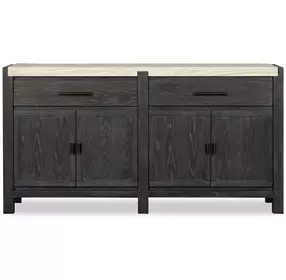 Plum Creek Ravenwood Black and White 4 Door Marble Top Sideboard