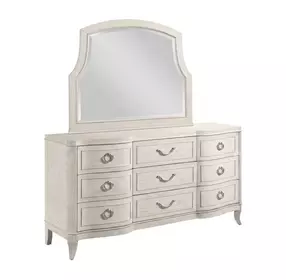 Harmony Eggshell 9 Drawer Emelie Dresser with Arched Angeline Mirror