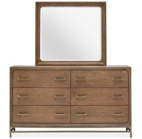 Fernholt Belgian Wheat and Coffee Bean 6 Drawer Dresser with Square Mirror