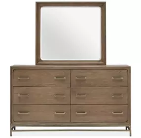 Lindon Belgian Wheat and Coffee Bean 6 Drawer Dresser with Square Mirror