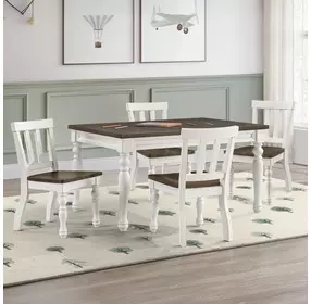 Joanna Brown and Cream Rectangular Kids Dining Room Set