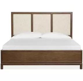 Ridgefield Russet and Cream King Upholstered Panel Bed