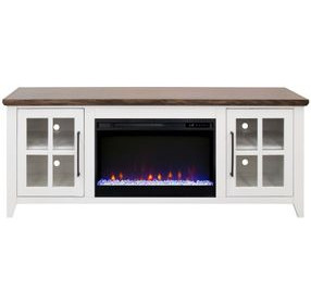Providence White and Bourbon 66" TV Stand with Fireplace