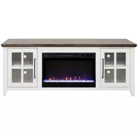 Providence White and Bourbon 66" TV Stand with Fireplace
