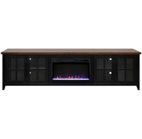 Providence Black and Bourbon 96" TV Stand with Fireplace