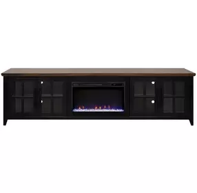 Providence Black and Bourbon 96" TV Stand with Fireplace