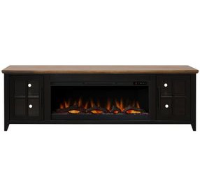 Providence Black and Bourbon 83" TV Stand with Fireplace