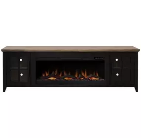 Providence Black and Bourbon 83" TV Stand with Fireplace