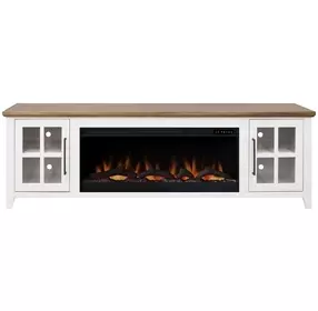 Providence White and Bourbon 83" TV Stand with Fireplace