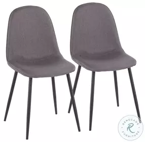 Pebble Charcoal Fabric And Black Steel Chair Set of 2