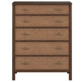 Verge Handcrafted Walnut 5 Drawer Chest
