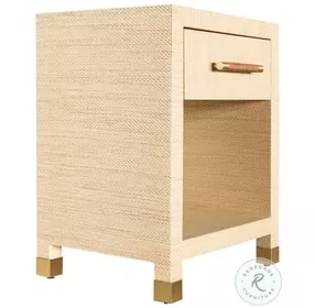 Pelham Natural Grasscloth 1 Drawer Side Table
