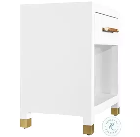 Pelham Matte White Lacquer 1 Drawer Side Table