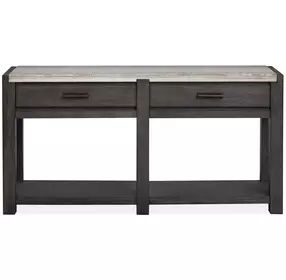Plum Creek Ravenwood Black and White Rectangular Marble Top Sofa Table