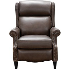 Philadelphia Ashford Walnut Leather Triple Power Recliner with USB Charging and Nailhead Trim