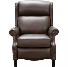 Philadelphia Ashford Walnut Leather Triple Power Recliner with USB Charging and Nailhead Trim