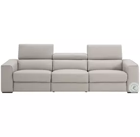 Picasso Silver Gray Leather Motion 113" Sofa