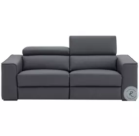 Picasso Blue Gray Leather Motion 82" Loveseat