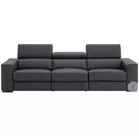 Picasso Blue Gray Leather Motion 113" Sofa