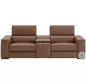 Picasso Caramel Leather Motion Console 100" Loveseat