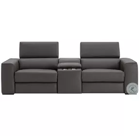 Picasso Dark Gray Leather Motion Console 100" Loveseat