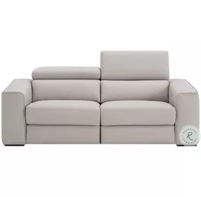 Picasso Silver Gray Leather Motion 82" Loveseat