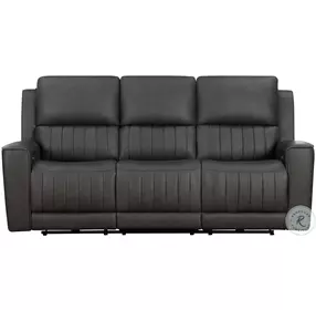 Pierce Homerun Dark Gray Leather 87" Zero Gravity Power Reclining Sofa with Power Lumbar and USB Charging
